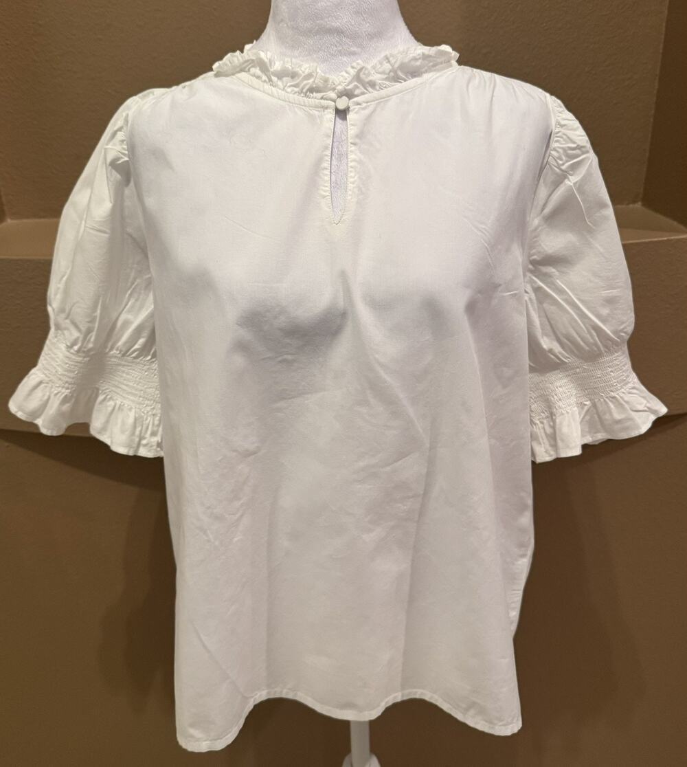 J. Crew Puff-Sleeve 100% Cotton Poplin Top Cottagecore Office Size L